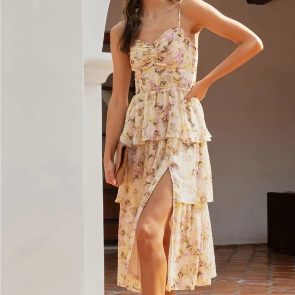 House of Harlow 1960 Floral Tier Corset Dress Size Medium